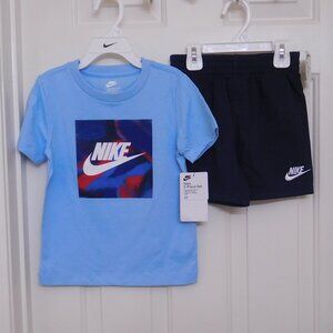 NWT 2pc Nike Blue red Navy Shirt & Navy Shorts Set sz 4t